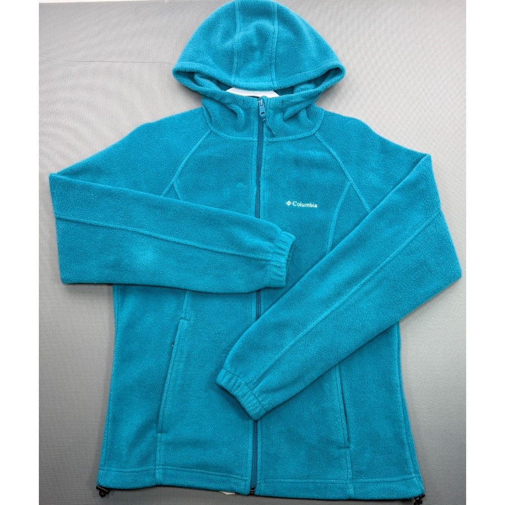 Columbia Benton Springs Hooded Fleece Jacket Teal Full Zip | Women's Medium